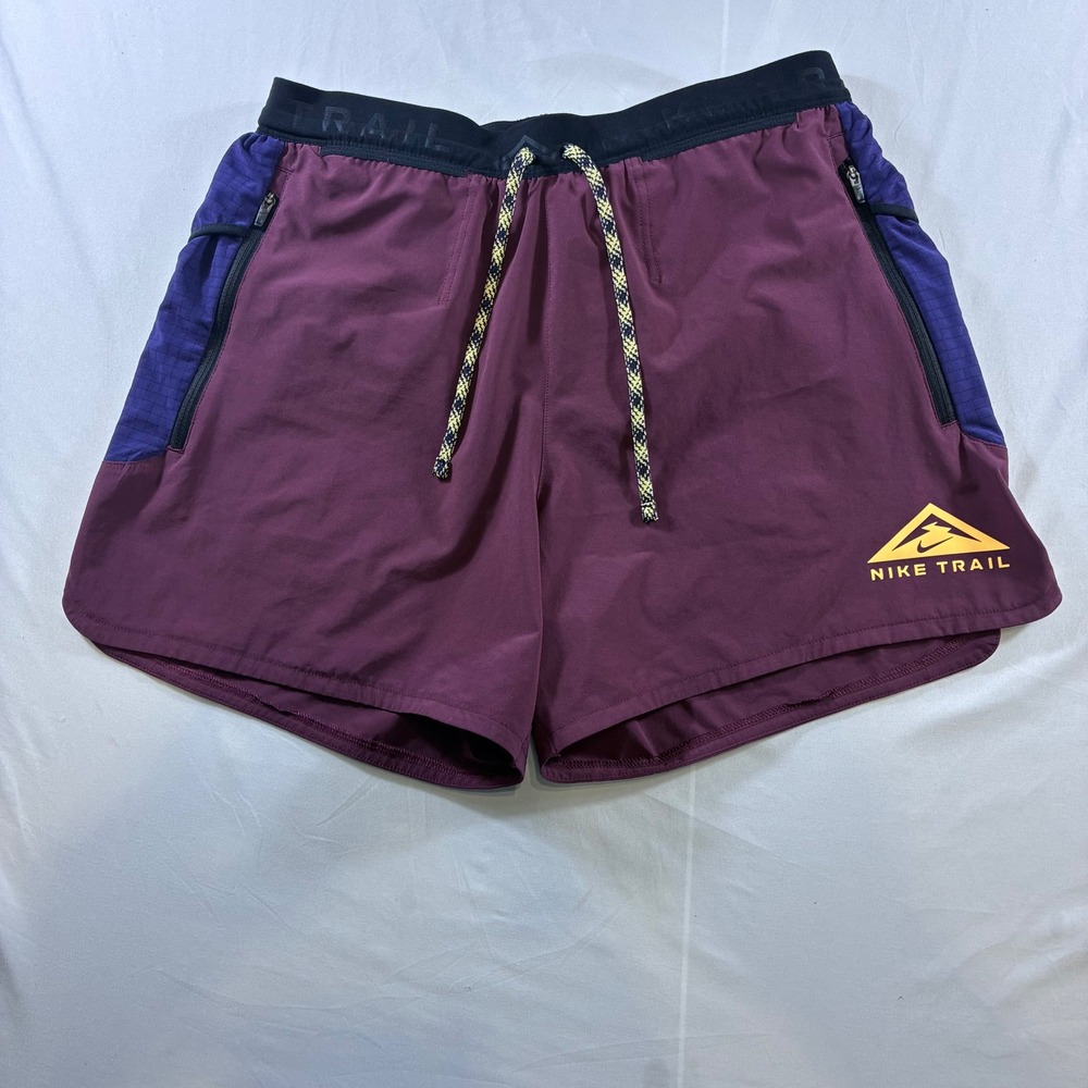 Nike Trail Running Shorts Mens Medium Burgundy Purple DV9311-681 5 Inch Inseam